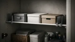 Mehr Stauraum im Schrank ohne Bohren: Zusatz-Tablar mit Spannstange und Buchstützen