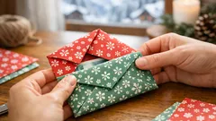 Origami-Geldumschlag aus 2 Blättern: Pochibukuro falten, Banknote bleibt glatt