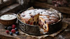 Schneller Kefir-Kuchen mit Waldbeeren: One-bowl-Rezept ohne Mixer, extra saftig