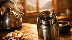 Teeränder in der Trinkflasche entfernen: Mit Eierschalen wird sie in 1 Minute wieder sauber