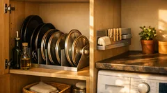 Mit Buchstützen mehr Ordnung in der Küche: 3 geniale Tricks für Pfannen, Deckel und Flaschen